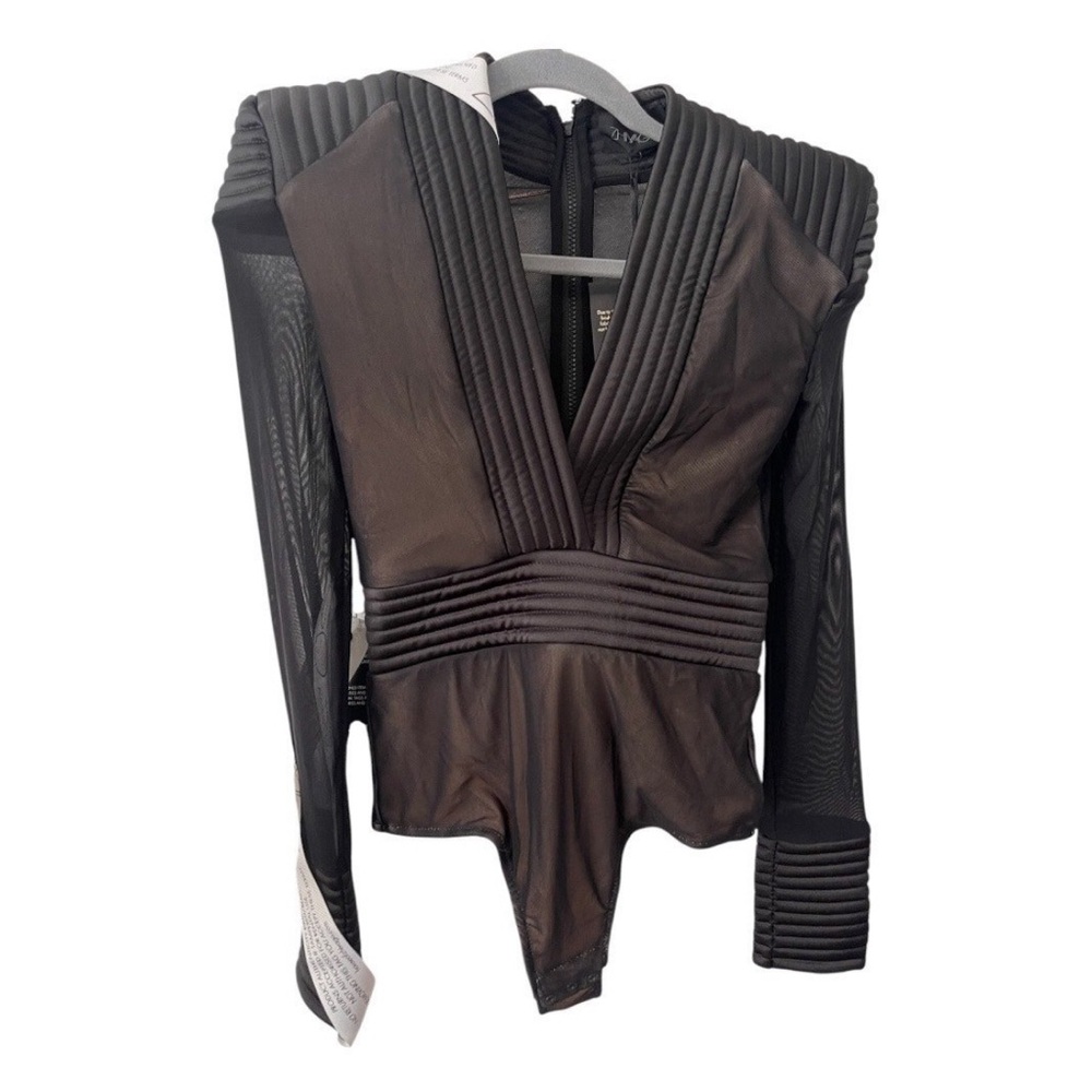 Zhivago Black Structured V-Neck Bodysuit - Picture 6 of 12